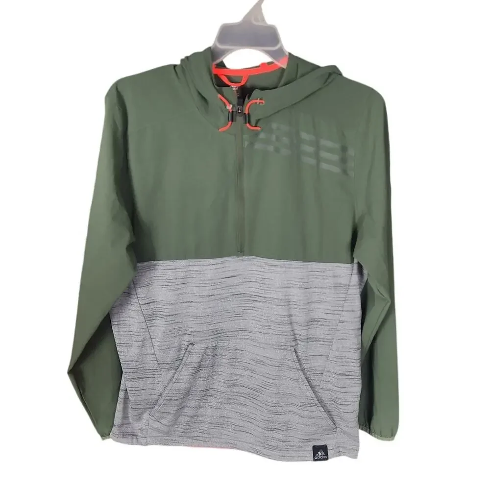 Adidas hooded lightweight half zip men's medium
